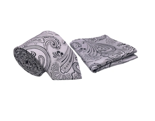 Elegante Conjunto de Corbata y Pañuelo Blanco Paisley: ¡Un Toque de Distinción!